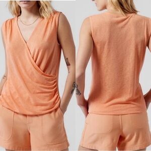 Athleta Cactus Peach Sleeveless Breezy Wrap Tank Top